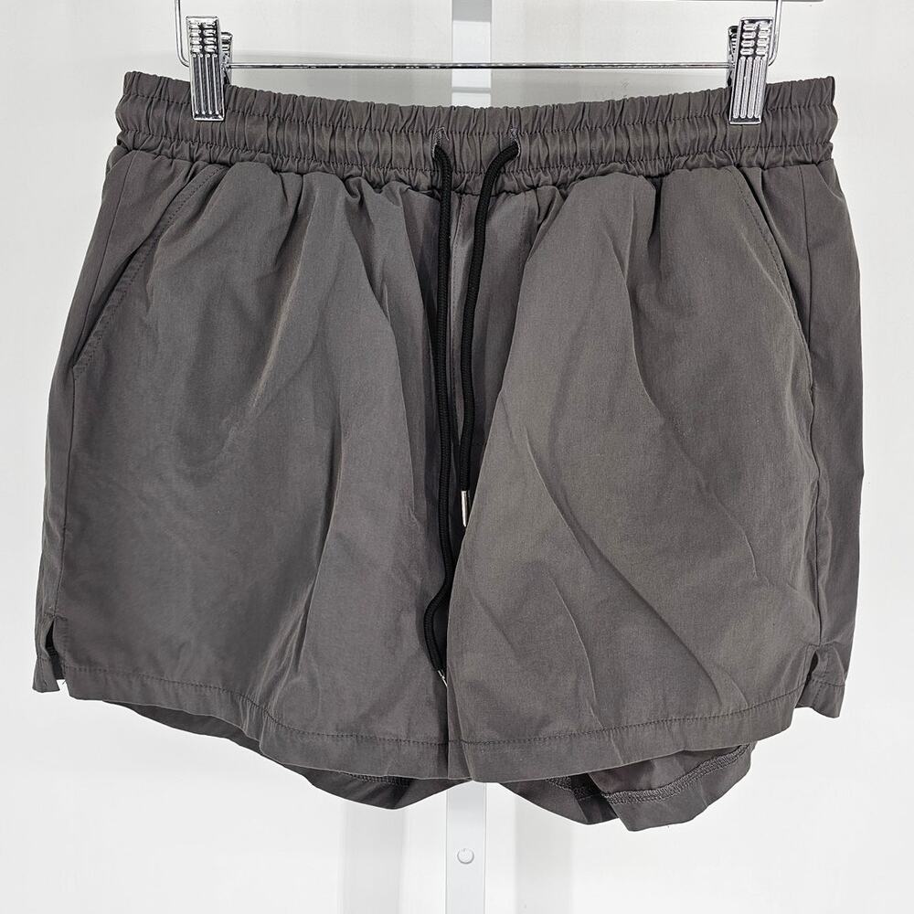 Coofandy Mens Sz L Lined Swim Trunks Swimsuit Taupe Gray 5" Inseam